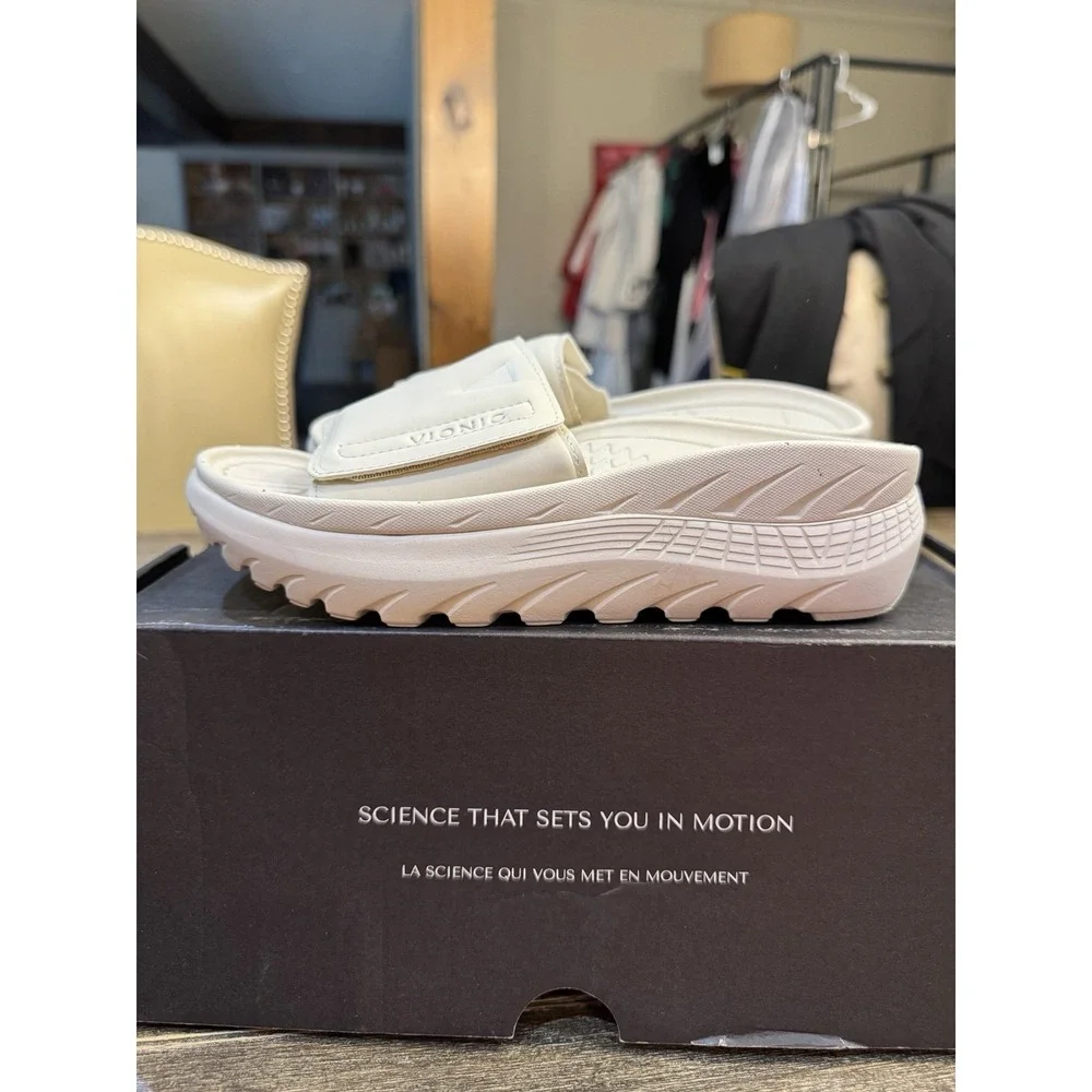Vionic Shoes‎ Rejuvenate Recovery Sandals Womans Size 5 Cream Slide